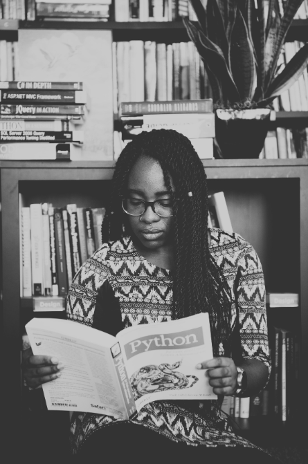 Black Woman Reading Book